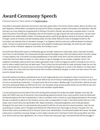 Award Ceremony Speech - 11+ Examples, Format, PDF, Tips