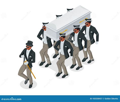 Dancing Coffin. Meme With Black Men Who Carry The Coffin And Dance. Isometric Illustration ...