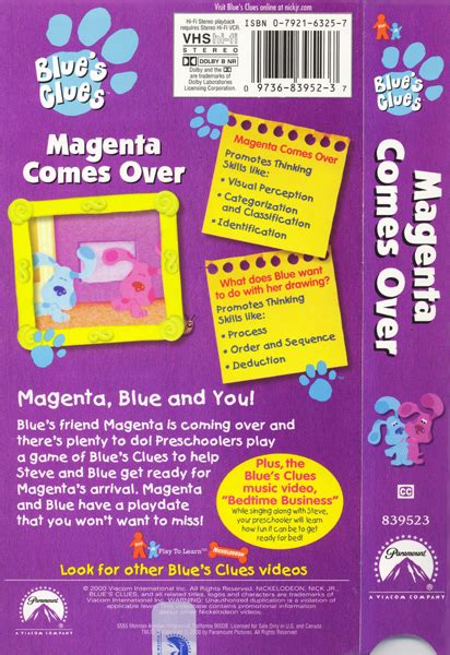 Blue S Clues Magenta Comes Over Vhs Nick Jr Nickelodeon | The Best Porn ...