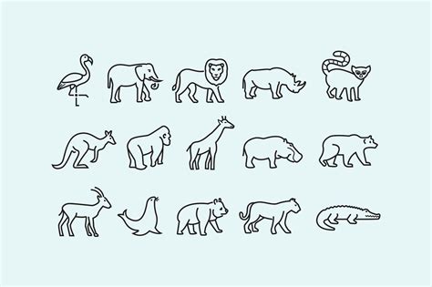 15 Zoo Animal Icons | Animal icon, Giraffe tattoos, Animal outline