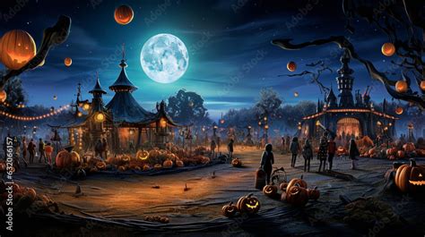 A panoramic view of the enchanted Halloween night sky, where ...