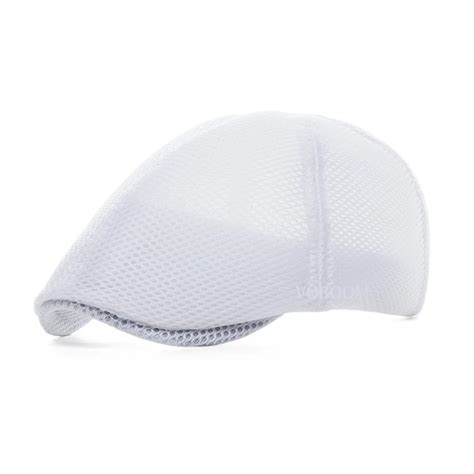 VOBOOM Summer White Flat Cap Men Women Breathable Newsboy Caps 6 Panel ...