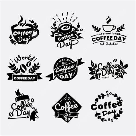 International Coffee Day Vector Art PNG, International Coffee Day Logo Vector Set, Decoration ...