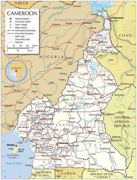 Administrative Map of Cameroon 1200 pixel - Nations Online Project