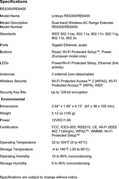 LINKSYS RE6300 Wireless Extender User Manual RE6300 Manual