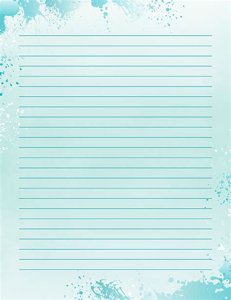 Free printable light blue paint splatter stationery in JPG and PDF ...