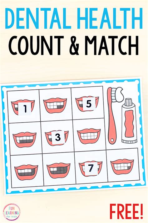 Dental Health Count and Match Counting Activity for Preschool