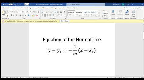 Equation of the Normal Line - YouTube