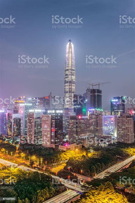 Shenzhen Skyline At Night Stock Photo - Download Image Now - Architecture, Breaking, Built ...