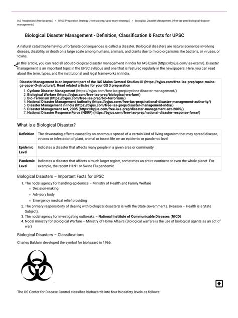 Biological Disaster - Biological Disaster Management & Types of Biological Disasters | PDF