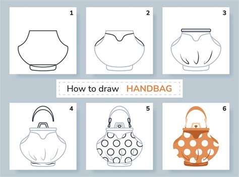 Premium Vector | Drawing tutorial how to draw handbag education and ...