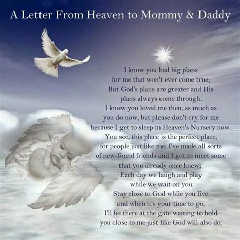 A Letter From Heaven to Mommy & Daddy #memorial #quote | Favorite Things | Letter from heaven ...