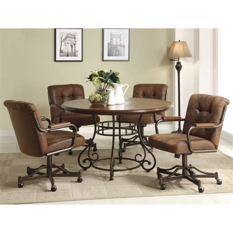 Anthony California 5 pcs. Wood Dining Table and Caster Chairs Set