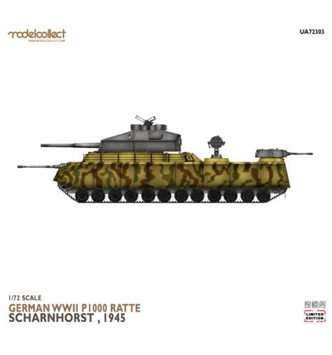 Modelcollect 72303 1/72 German P.1000 Ratte Scharnhorst 1945 Plastic ...