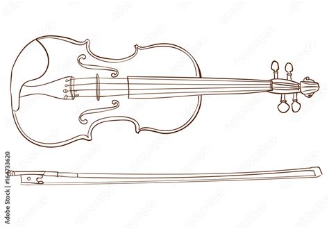 Violin detailed sketch, outline. VECTOR illustration Stock Vector | Adobe Stock