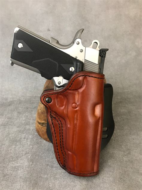 1911 Commander OWB Custom Leather Paddle Holster with Blade-tech Paddle – ETW Holsters