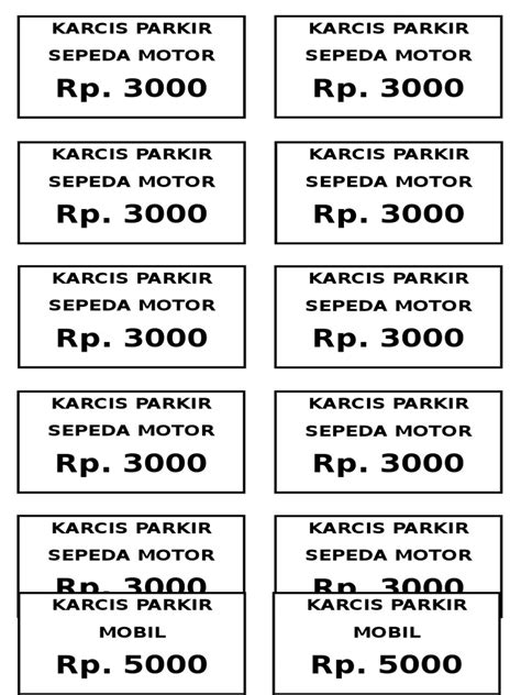 Karcis Parkir Motor Doc