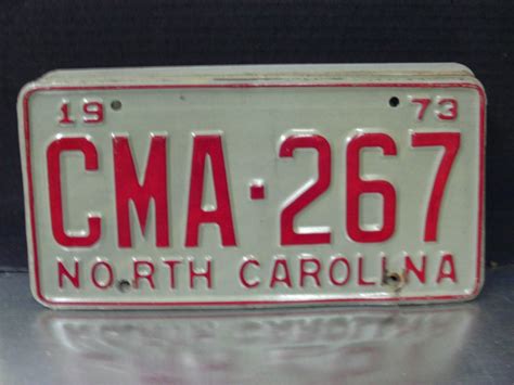 1973 North Carolina NC License Plate Tag #CMA-267