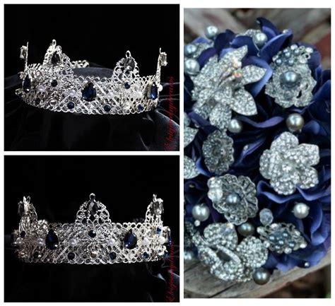 Wedding crown tiara silver navy crown tiara by Elviejewelrydreams