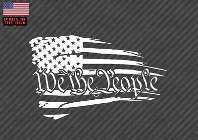 We The People American tattered Flag - Decal Sticker White Choose Size #USA-WTP | eBay