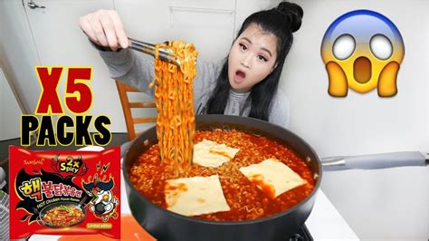 X5 Spicy Ramen Noodle STEW | Mukbang - YouTube