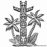 Coloring Totem Pole sketch template