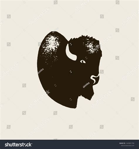 Bison Silhouette Icon Vector Hand Draw Stock Vector (Royalty Free ...