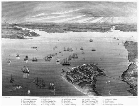 Virginia Fort Monroe Nfort Monroe Virginia During The Civil War Steel Engraving 1862 Poster ...