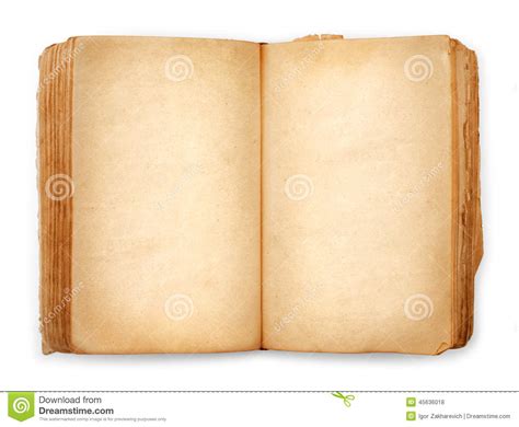 Old Book Open Blank Pages, Empty Yellow Paper Stock Photo - Image of grunge, note: 45636018