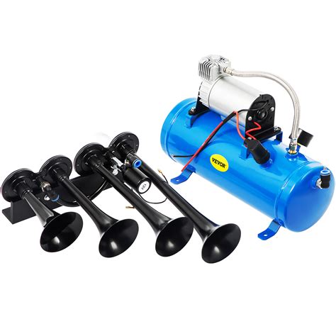 VEVOR Train Horn Kit 4 Trumpet 12V Train Air Horn 150 Decibels with 1.6 ...