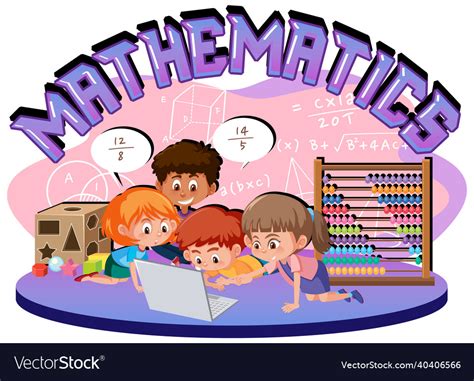 Children learning math with math symbol and icon Vector Image