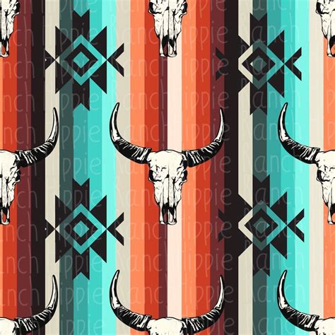 Seamless Pattern. Aztec Bull Skull. Digital Download Only. Png - Etsy | Western wallpaper iphone ...