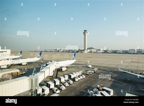 Look on the United Airlines terminal / hub at the Denver International Airport, Colorado Stock ...