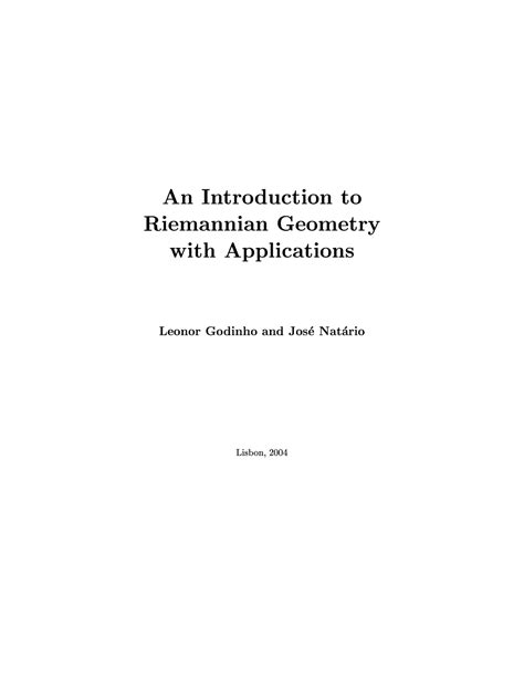 An Introduction to Riemannian Geometry with Applications - An ...