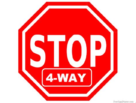 Printable 4 Way Stop Sign Sign