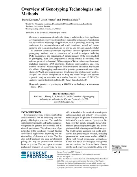 (PDF) Overview of Genotyping Technologies and Methods