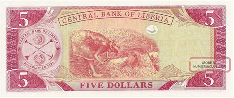 Liberia 2003 Banknote 5 Dollars Money African Currency Unc Billete