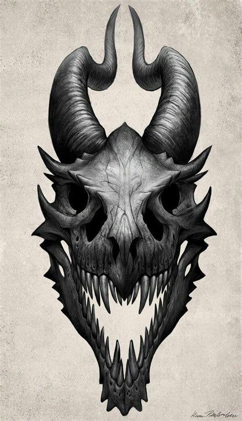 Dragon skull; Dragons | Skull art print, Skull art, Dragon art