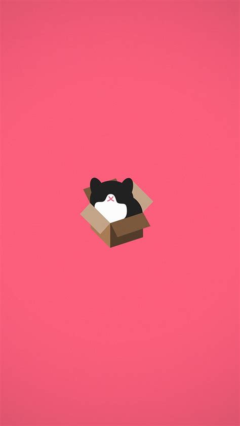 Cat Box Red Illust Animal Art Minimal iPhone 5s Wallpaper Download | iPhone Wallpapers, iP ...