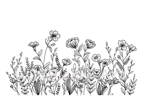 Wildflowers Medley, Wall Art, Hand Drawn Florals, Wildflower Art Print, Botanical Print ...