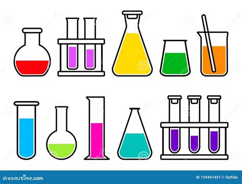 Chemical Lab Equipment with Liquid. Vector Illustration Stock Illustration - Illustration of ...