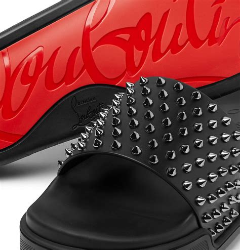 Christian Louboutin - Pool Fun Studded Leather Slides - Black Christian Louboutin