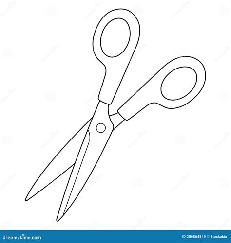 Scissors on White Background. Vector Black and White Coloring Page Stock Vector - Illustration ...