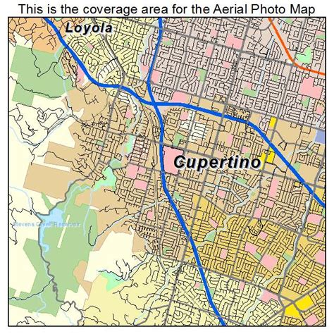 Aerial Photography Map of Cupertino, CA California