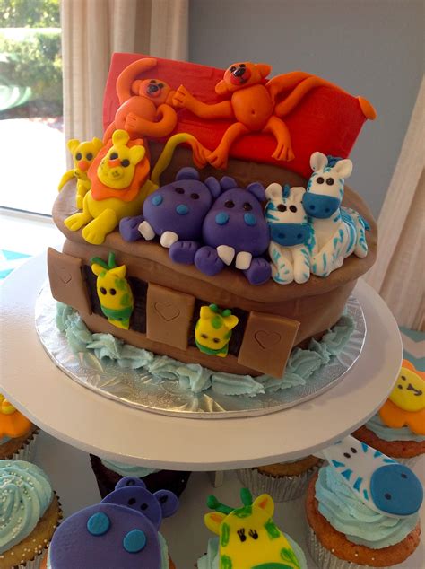 Plumeria Cake Studio: Noah's Ark Baby Shower Cake & Cupcakes