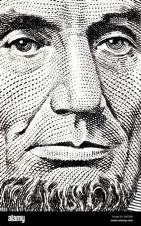 Closeup of Abraham Lincoln on the 5 Dollar Bill Stock Photo - Alamy