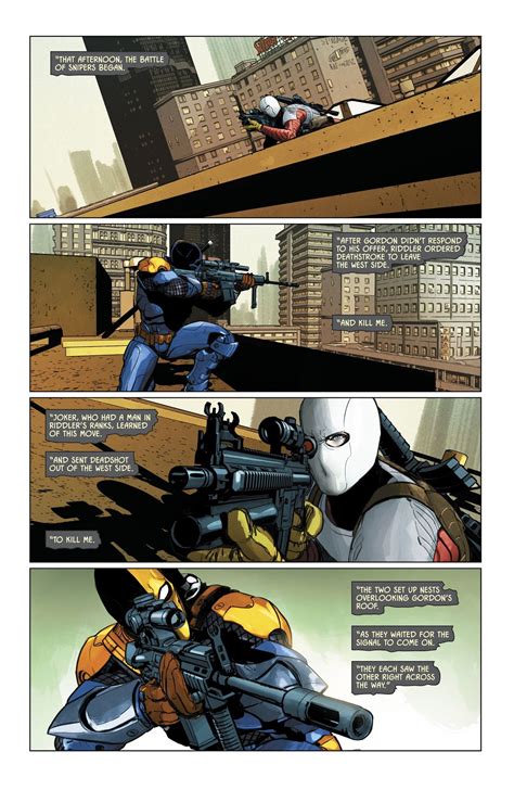 Deathstroke vs Deadshot in Batman vol 3 #28 | Art by Mikel Janín Dc Deathstroke, Deathstroke The ...