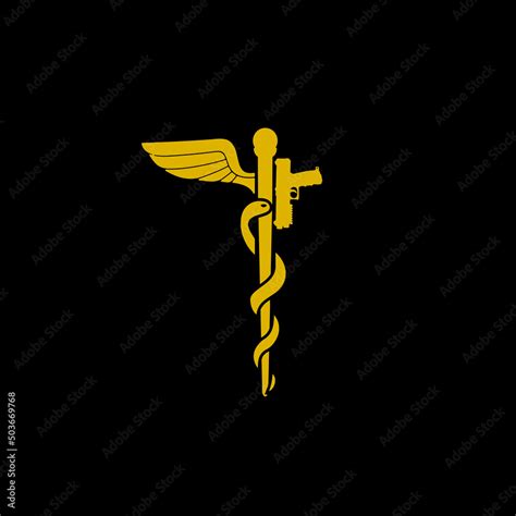 Caduceus Medic Pistol Abstract Mark Pictorial Emblem Logo Symbol Iconic ...