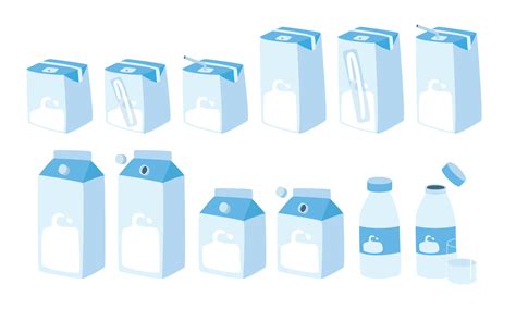 Set of milk carton boxes different sizes clipart. Milk carton package ...