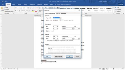 How to Set a Left Tab for a Modified-Block Style Letter